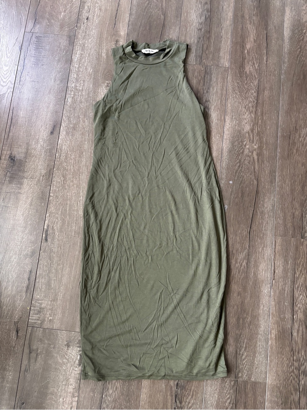Sleeveless Olive Green Bodycon Midi Dress